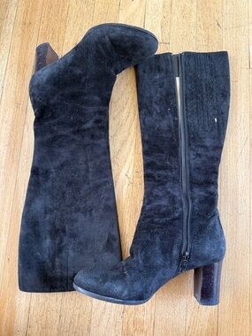 Christian Louboutin Black Suede Knee High Boots
